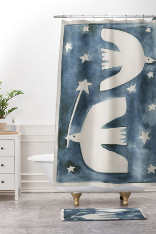 Alisa Galitsyna Celestial Birds V2 Shower Curtain And Mat