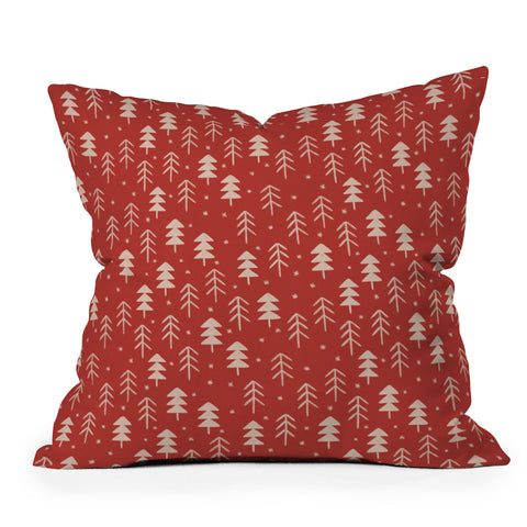 Alisa Galitsyna Christmas Forest Red Outdoor Throw Pillow