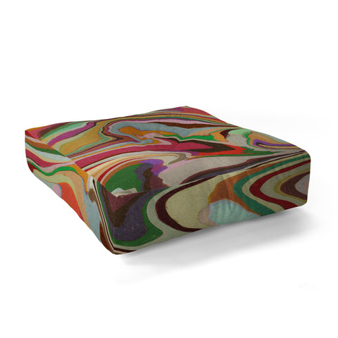 Alisa Galitsyna Colorful Liquid Swirl Floor Pillow Square