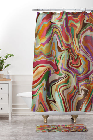 Alisa Galitsyna Colorful Liquid Swirl Shower Curtain And Mat