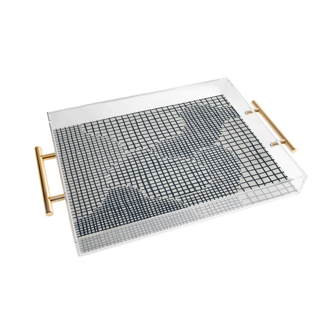 Alisa Galitsyna Dark Blue Grid Pattern Acrylic Tray