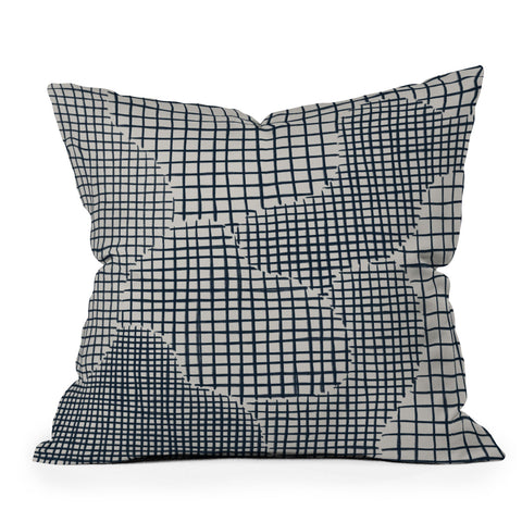 Alisa Galitsyna Dark Blue Grid Pattern Outdoor Throw Pillow
