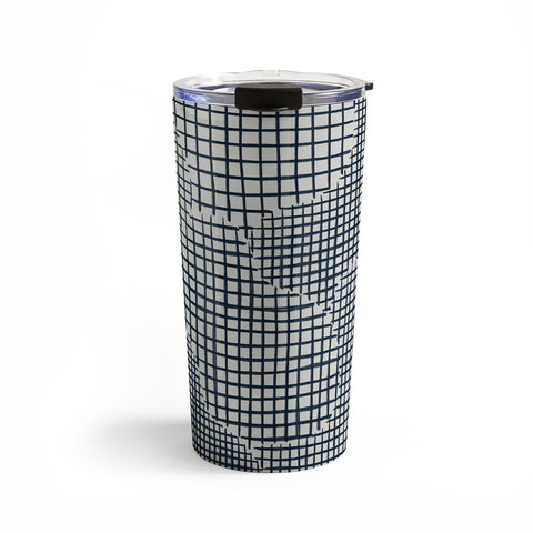 Alisa Galitsyna Dark Blue Grid Pattern Travel Mug