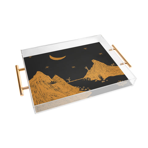 Alisa Galitsyna Desert night landscape Acrylic Tray