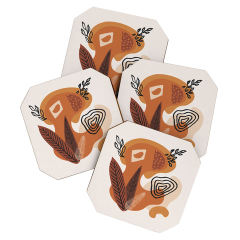 Alisa Galitsyna Fall Shapes Plants Coaster Set