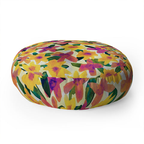 Alisa Galitsyna Fall Watercolor Garden Floor Pillow Round