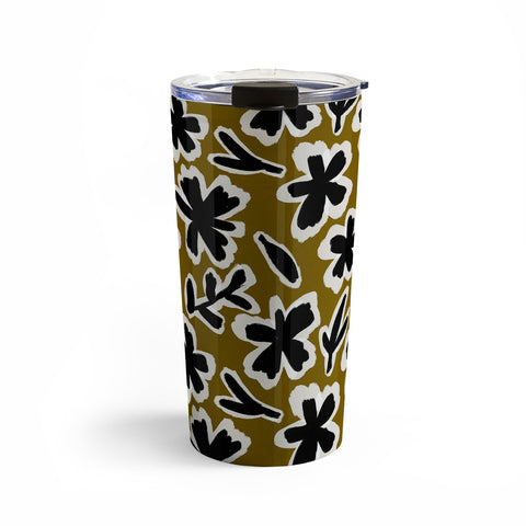 Alisa Galitsyna Florals on Olive Background Travel Mug