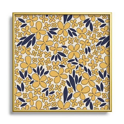 Alisa Galitsyna Four leaf Flower Pattern Square Metal Framed Art Print