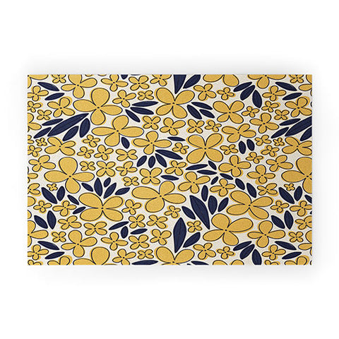 Alisa Galitsyna Four leaf Flower Pattern Welcome Mat