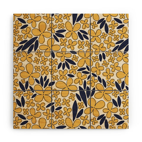 Alisa Galitsyna Four leaf Flower Pattern Wood Wall Mural