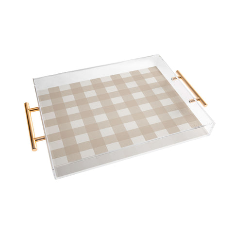 Alisa Galitsyna Gingham Cloth Beige Checks Acrylic Tray