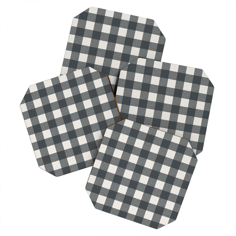 Alisa Galitsyna Gingham Cloth Charcoal Checks Coaster Set