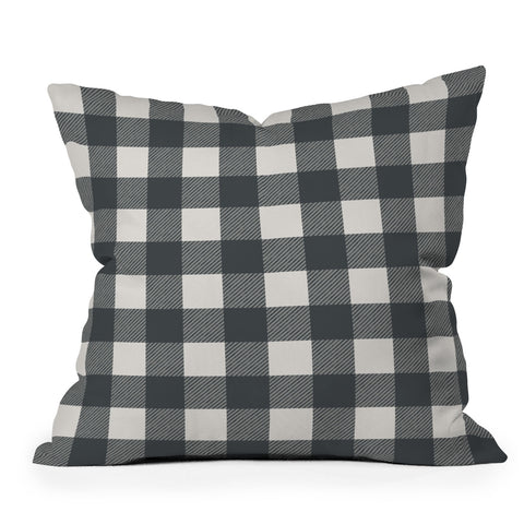 Alisa Galitsyna Gingham Cloth Charcoal Checks Outdoor Throw Pillow