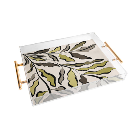 Alisa Galitsyna Green Leaves 2 Acrylic Tray