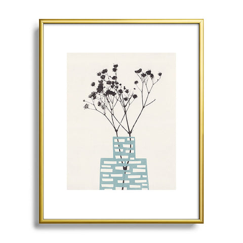 Alisa Galitsyna Gypsophila in a Blue Vase Metal Framed Art Print