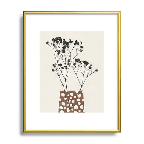 Alisa Galitsyna Gypsophila in a Brown Vase Metal Framed Art Print