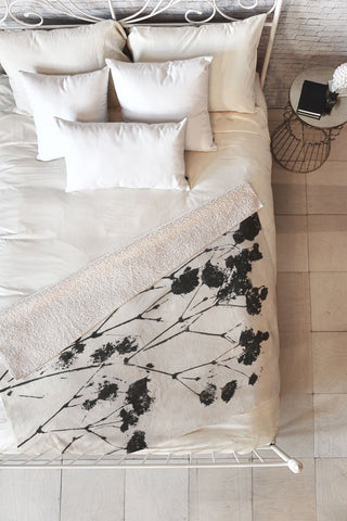 Alisa Galitsyna Gypsophila in a Brown Vase Fleece Throw Blanket