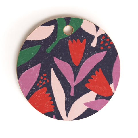 Alisa Galitsyna Hand Drawn Florals 2 Cutting Board Round