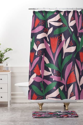 Alisa Galitsyna Hand Drawn Florals 2 Shower Curtain And Mat