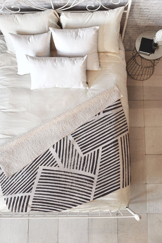 Alisa Galitsyna Linocut Abstract 6 Fleece Throw Blanket