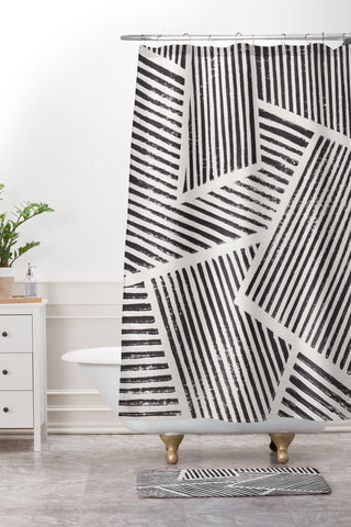 Alisa Galitsyna Linocut Abstract 6 Shower Curtain And Mat