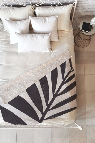 Alisa Galitsyna Linocut Branch 2 Fleece Throw Blanket