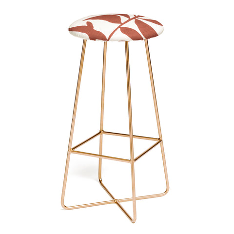 Alisa Galitsyna Linocut Branch 3 Saffron Red Bar Stool