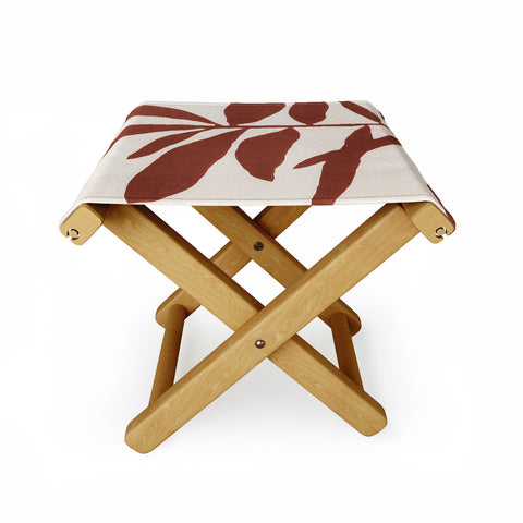 Alisa Galitsyna Linocut Branch 3 Saffron Red Folding Stool