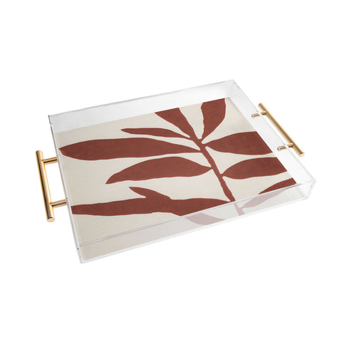 Alisa Galitsyna Linocut Branch 3 Saffron Red Acrylic Tray