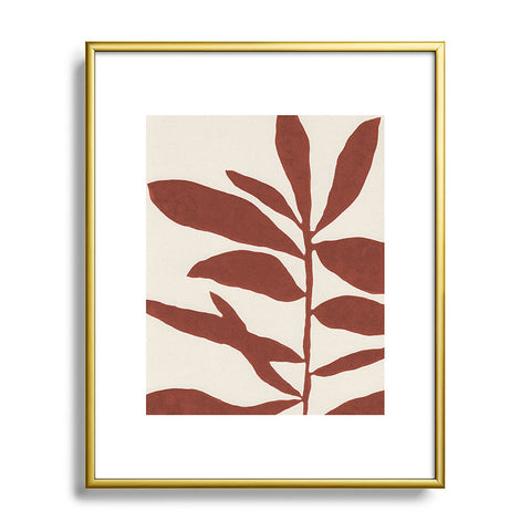 Alisa Galitsyna Linocut Branch 3 Saffron Red Metal Framed Art Print