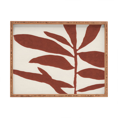 Alisa Galitsyna Linocut Branch 3 Saffron Red Rectangular Tray