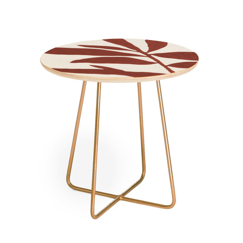 Alisa Galitsyna Linocut Branch 3 Saffron Red Round Side Table