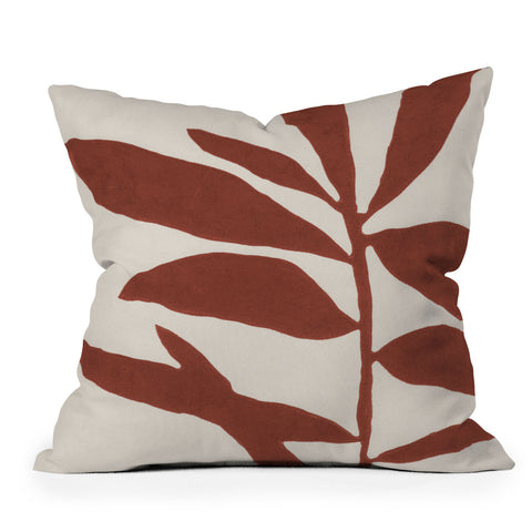 Alisa Galitsyna Linocut Branch 3 Saffron Red Outdoor Throw Pillow