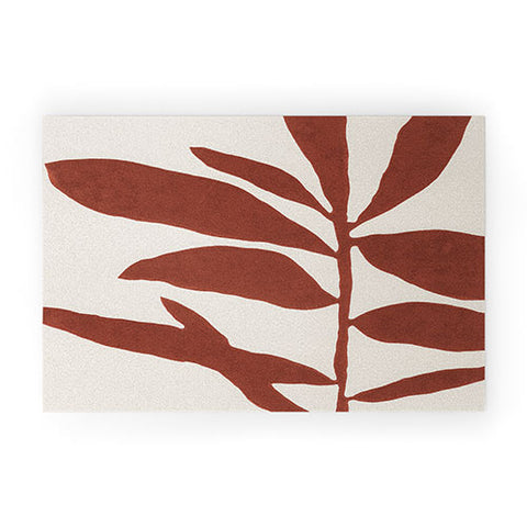 Alisa Galitsyna Linocut Branch 3 Saffron Red Welcome Mat