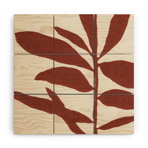 Alisa Galitsyna Linocut Branch 3 Saffron Red Wood Wall Mural