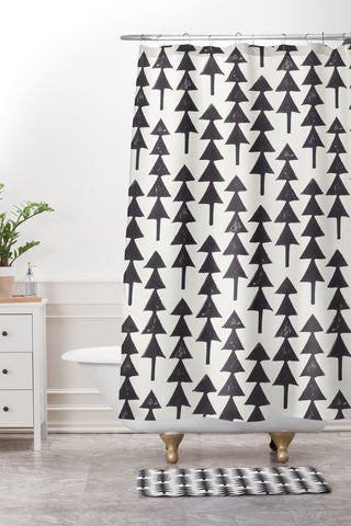 Alisa Galitsyna Linocut Forest Shower Curtain And Mat