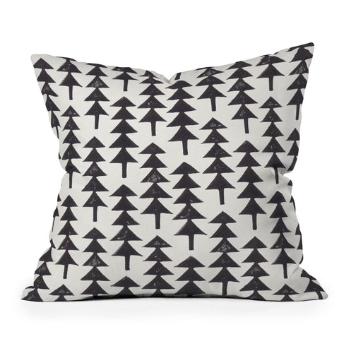 Alisa Galitsyna Linocut Forest Outdoor Throw Pillow