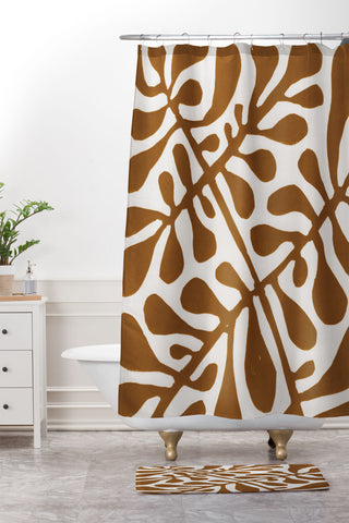 Alisa Galitsyna Linocut Plant 2 Shower Curtain And Mat