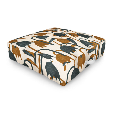 Alisa Galitsyna Linocut Tulip Pattern 1 Outdoor Floor Cushion