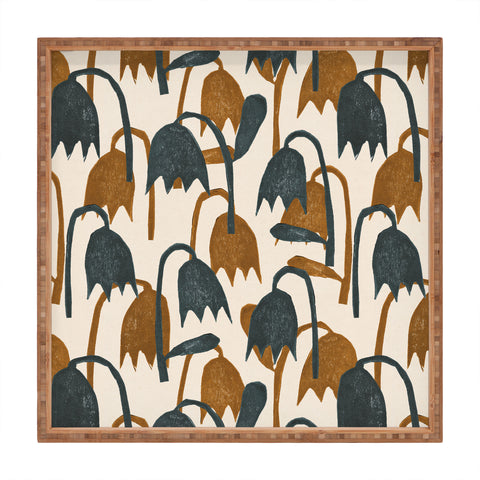 Alisa Galitsyna Linocut Tulip Pattern 1 Square Tray