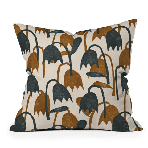 Alisa Galitsyna Linocut Tulip Pattern 1 Outdoor Throw Pillow