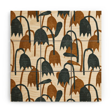 Alisa Galitsyna Linocut Tulip Pattern 1 Wood Wall Mural