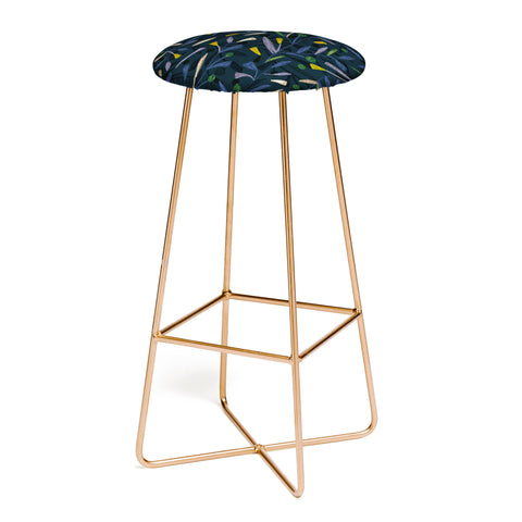 Alisa Galitsyna Midnight Floral Pattern 02 Bar Stool