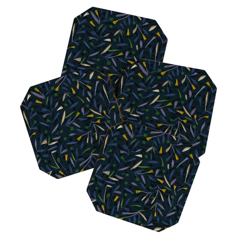 Alisa Galitsyna Midnight Floral Pattern 02 Coaster Set
