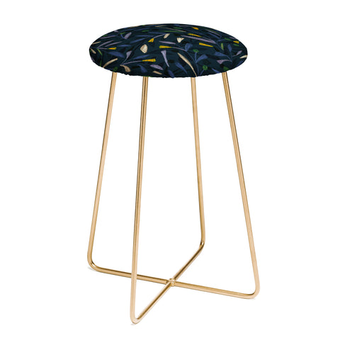 Alisa Galitsyna Midnight Floral Pattern 02 Counter Stool