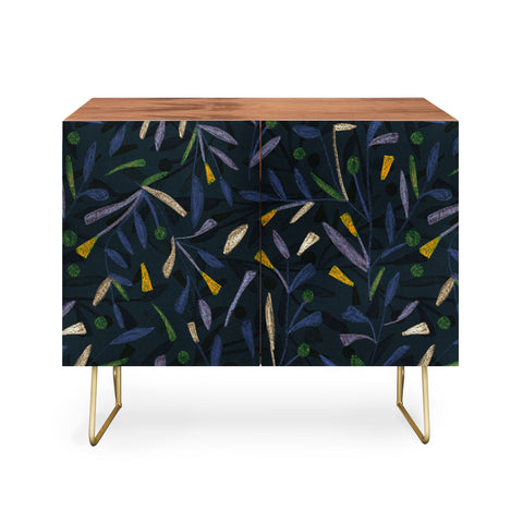 Alisa Galitsyna Midnight Floral Pattern 02 Credenza