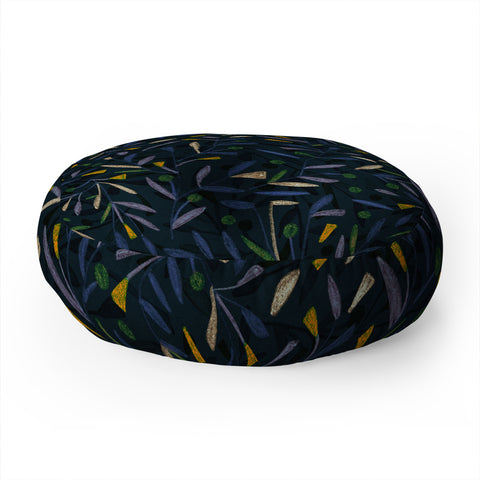 Alisa Galitsyna Midnight Floral Pattern 02 Floor Pillow Round