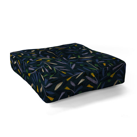 Alisa Galitsyna Midnight Floral Pattern 02 Floor Pillow Square