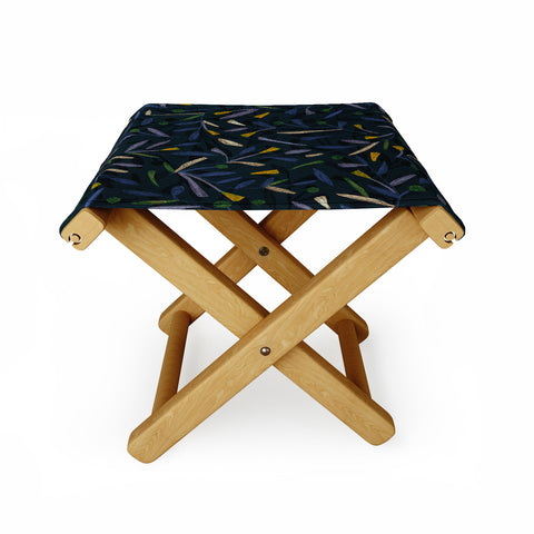 Alisa Galitsyna Midnight Floral Pattern 02 Folding Stool