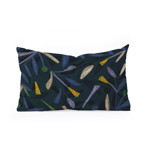 Alisa Galitsyna Midnight Floral Pattern 02 Oblong Throw Pillow